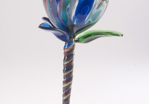 Copa en vidrio soplado flor de color
